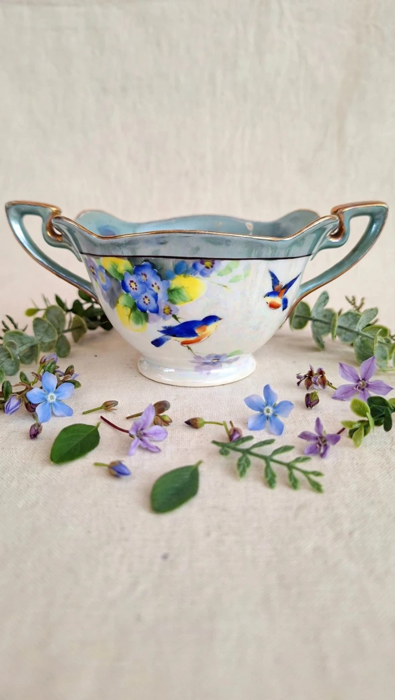 Noritake Hand Painted Bluebird Sugar Bowl - photo 3