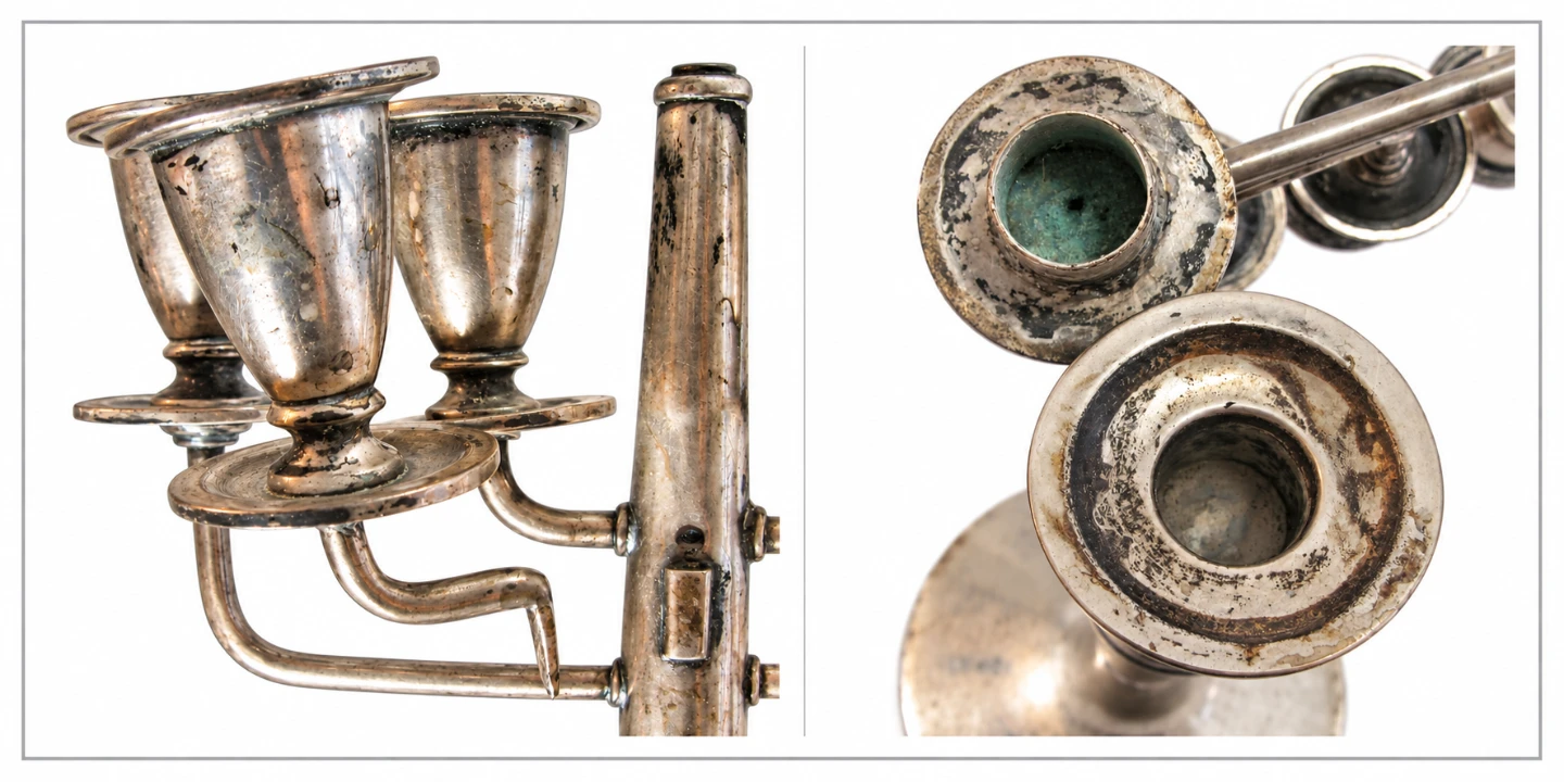 Large 800 Silver Hanukkah Menorah | Convertible Candlestick - photo 4