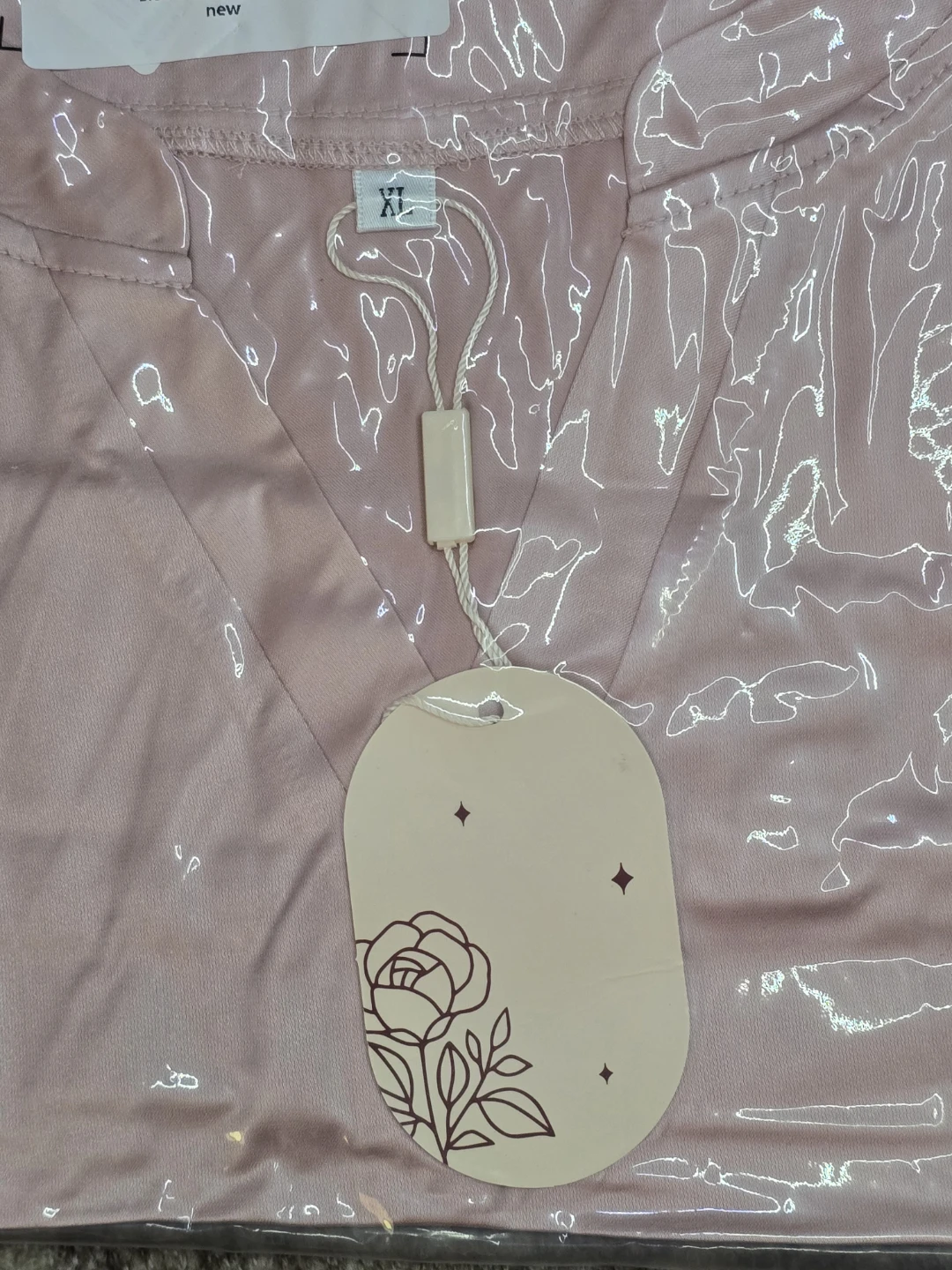 Pink Satin V-Neck Long Sleeve Blouse - photo 4
