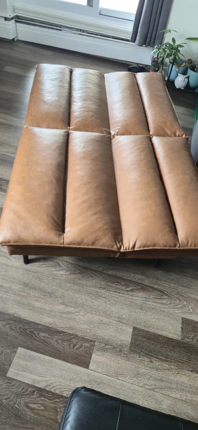 Tan Leather Convertible Sofa Bed - photo 3