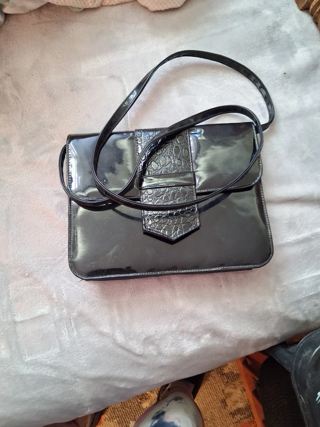 Vintage 1980 Mino Black Patent Leather Shoulder Bag - photo 2