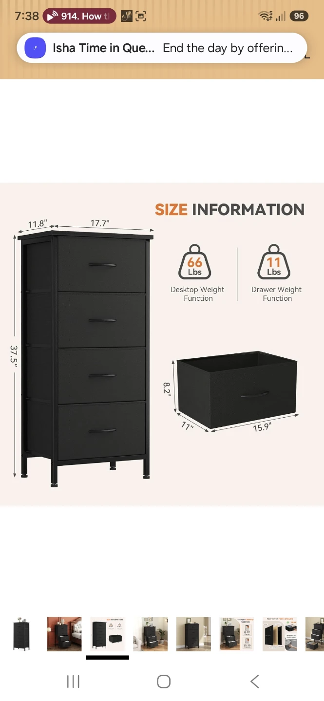 4-Drawer Fabric Storage Dresser - Black - photo 2