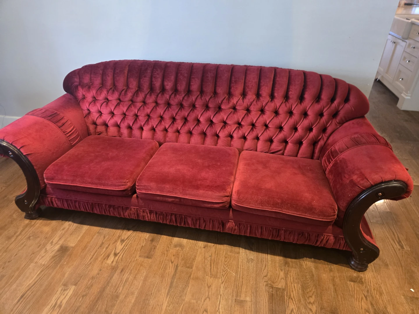 3-piece sofa living room set (red velvet) - photo 3