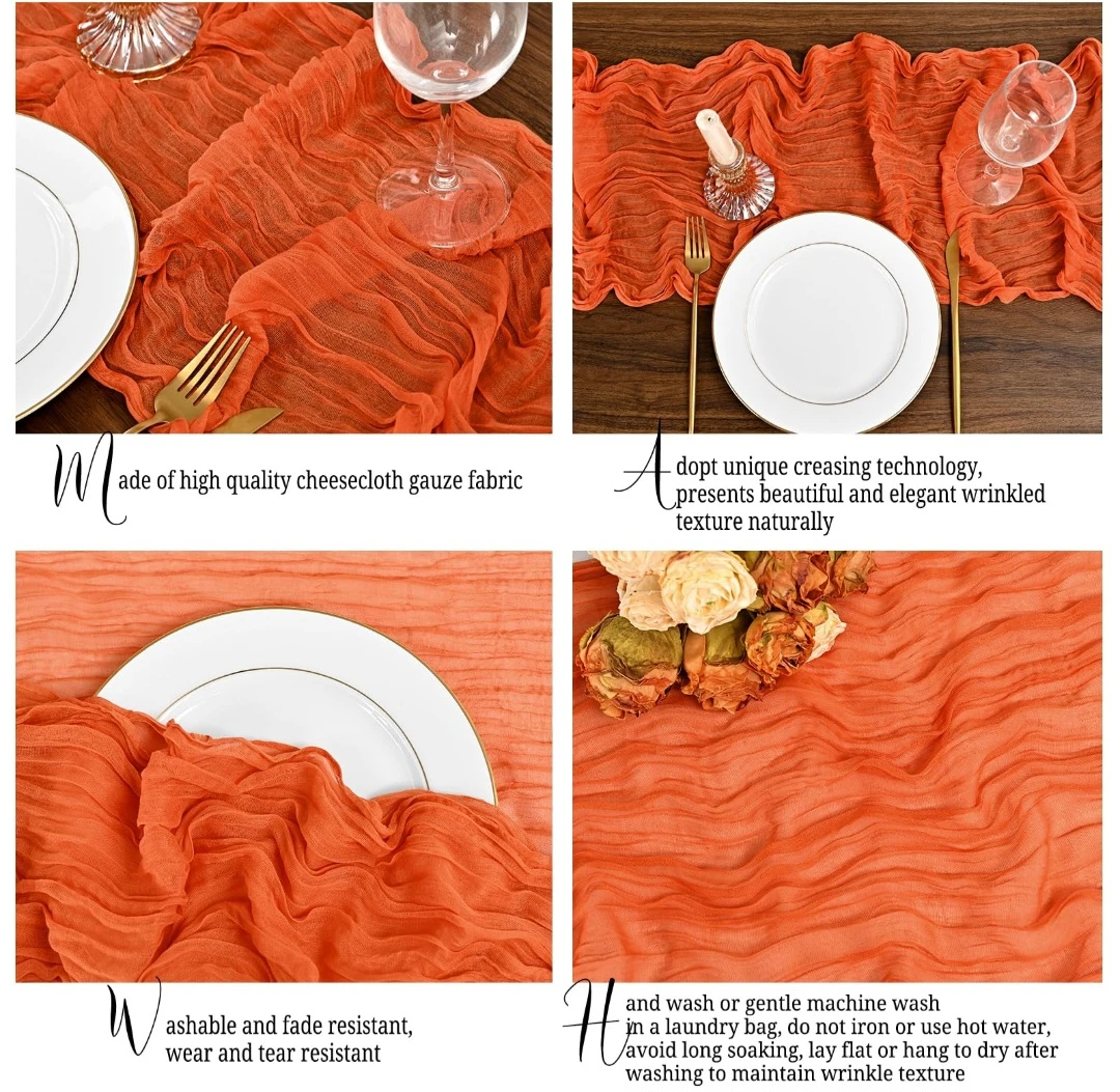 Orange Cheesecloth Gauze Table Runner - photo 3