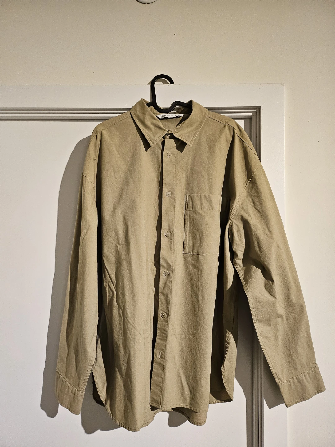 Zara Men's Tan Button-Down Shirt Size Medium