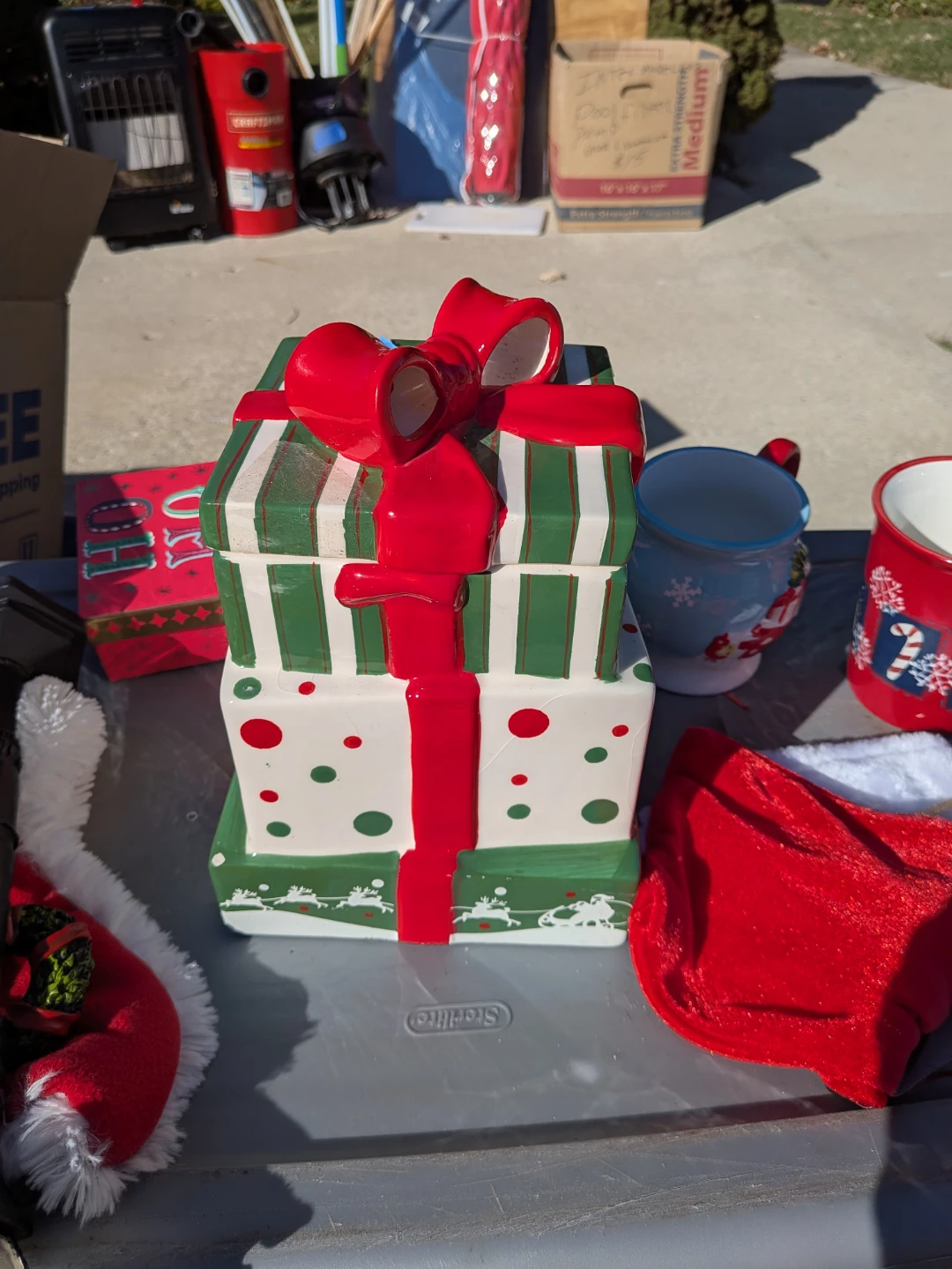Ceramic Christmas Gift Box Cookie Jar