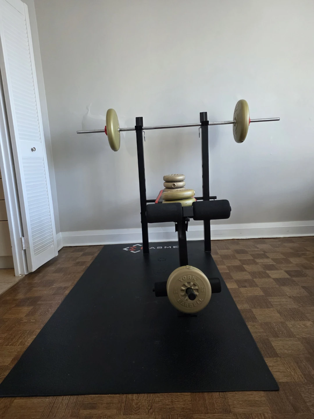 Barbell Weight Set with Bench - 80lbs