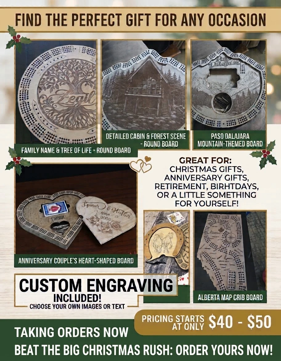 Custom Engraved Wood Cribbage Boards