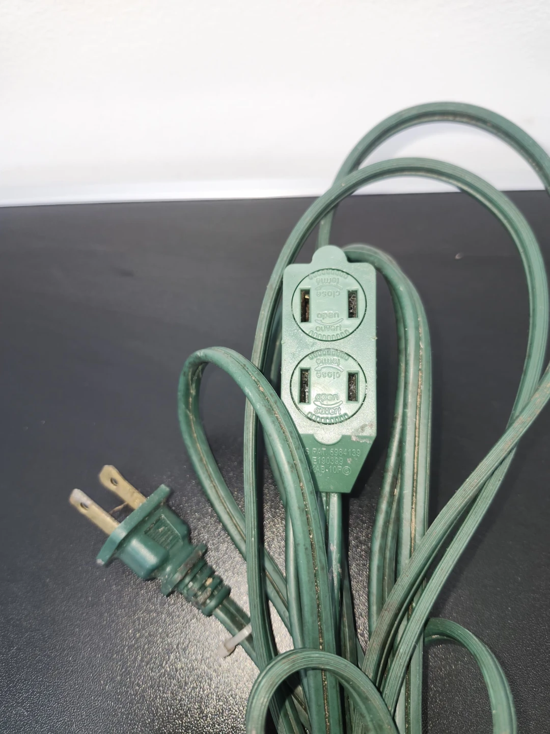 Green Extension Cord with Dual Outlets