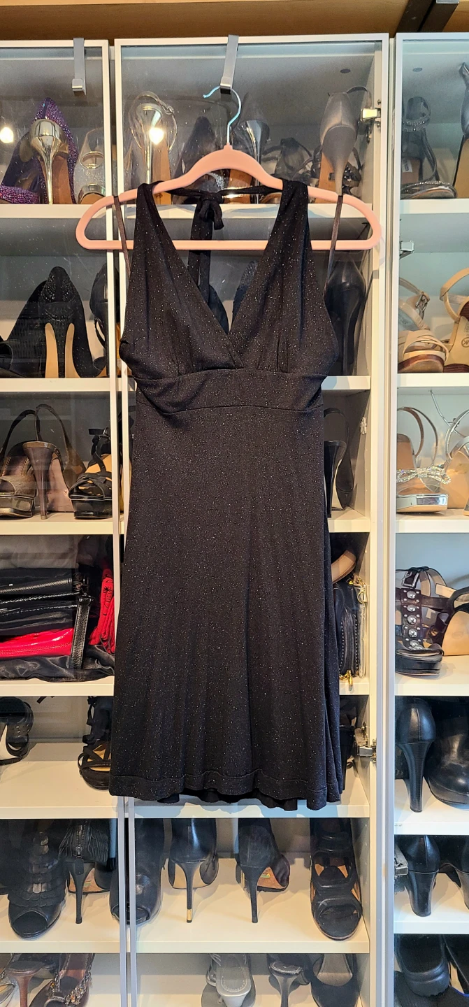 a.x.l. Black Glitter Halter Dress Size XS