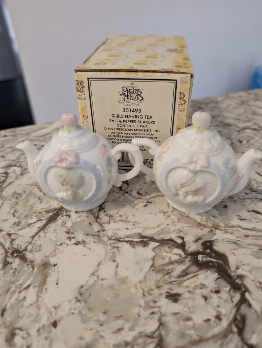 Precious Moments Girls Having Tea Salt & Pepper Shakers