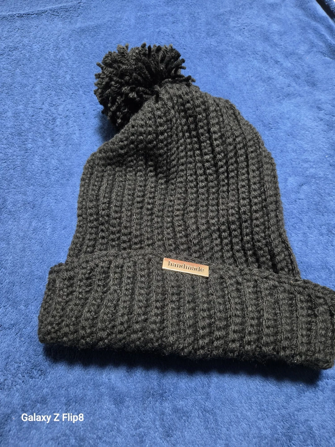 Handmade Black Pom Pom Toque