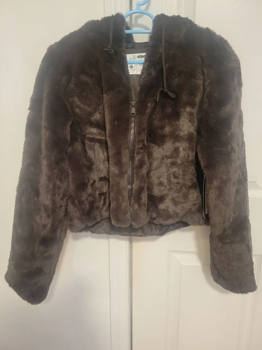 CISONO Brown Faux Fur Hooded Jacket - photo 4