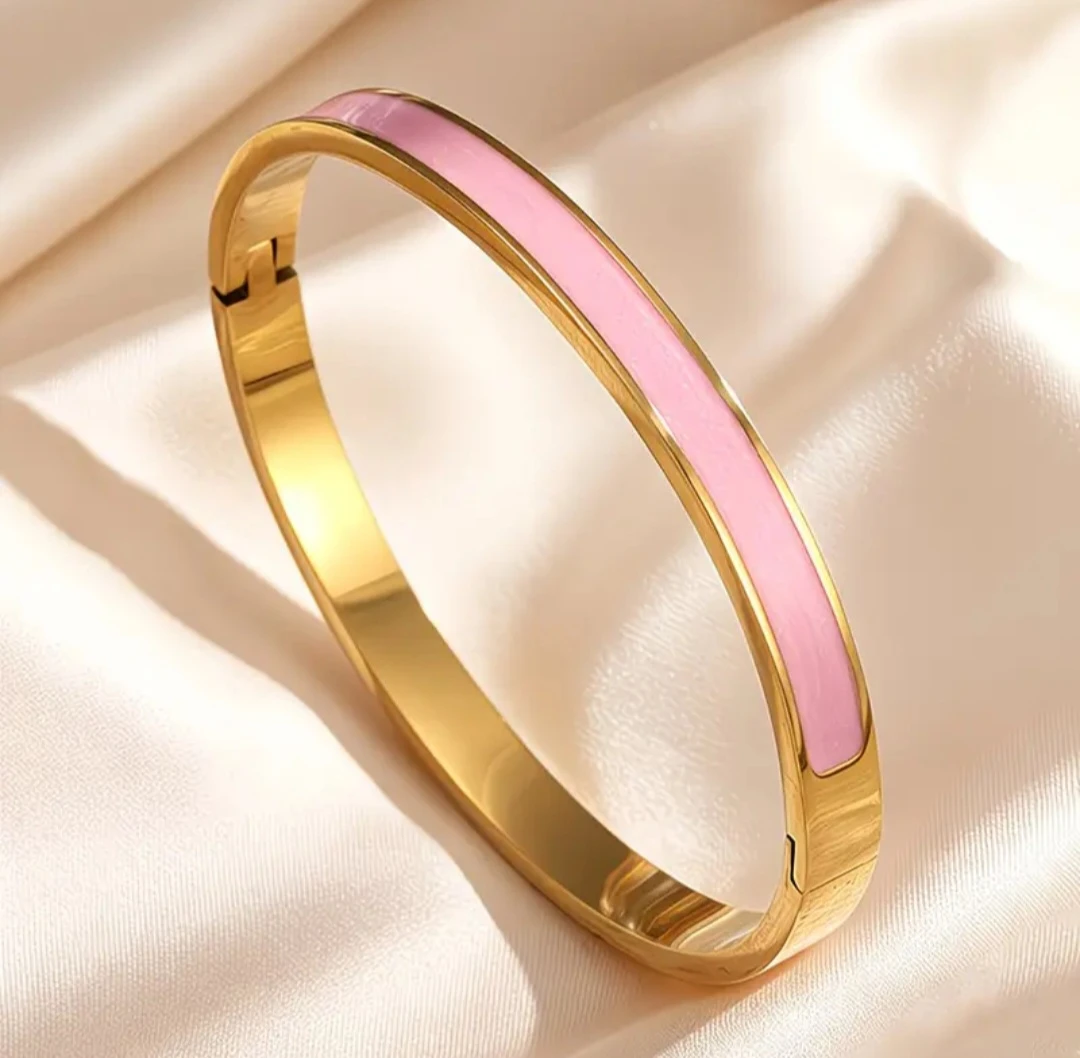 ✨️Stunning GP Pink Rhinestone and Enamel Bangle Set - photo 5