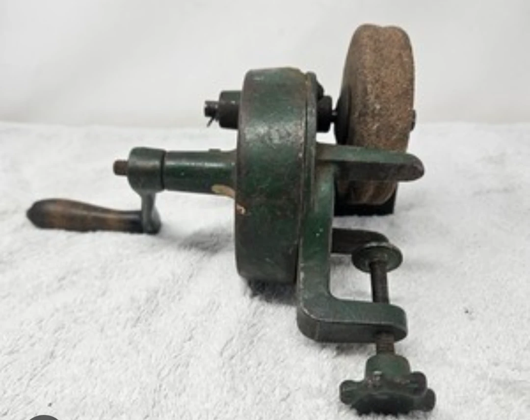Vintage Hand Crank Bench Grinder