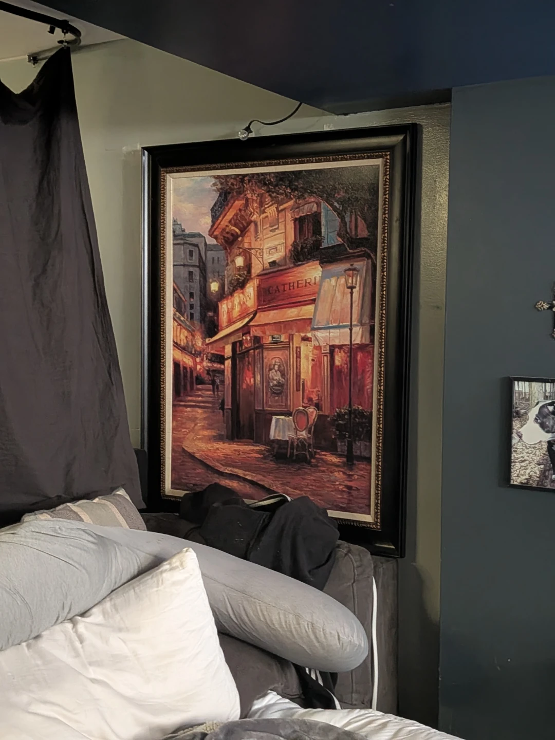 Large Framed Paris Street Scene Art Print