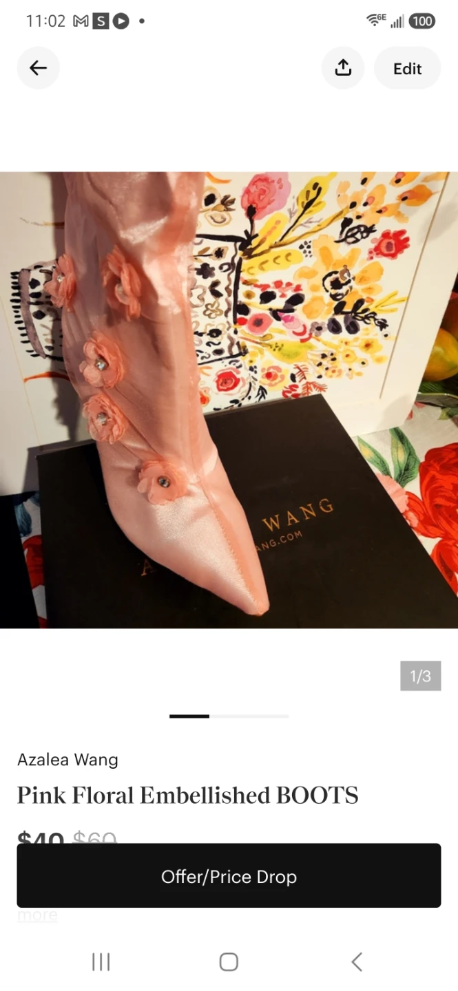 Azalea Wang Pink Floral Embellished Boots - photo 3