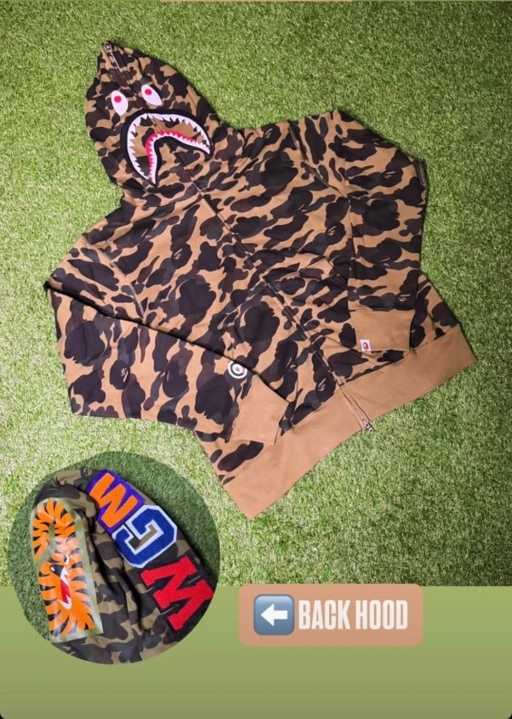 BAPE Shark Full Zip Hoodie Brown Camo