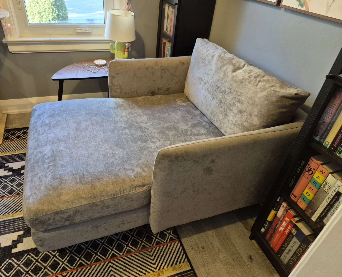 Grey Velvet Chaise Lounge Chair - photo 3