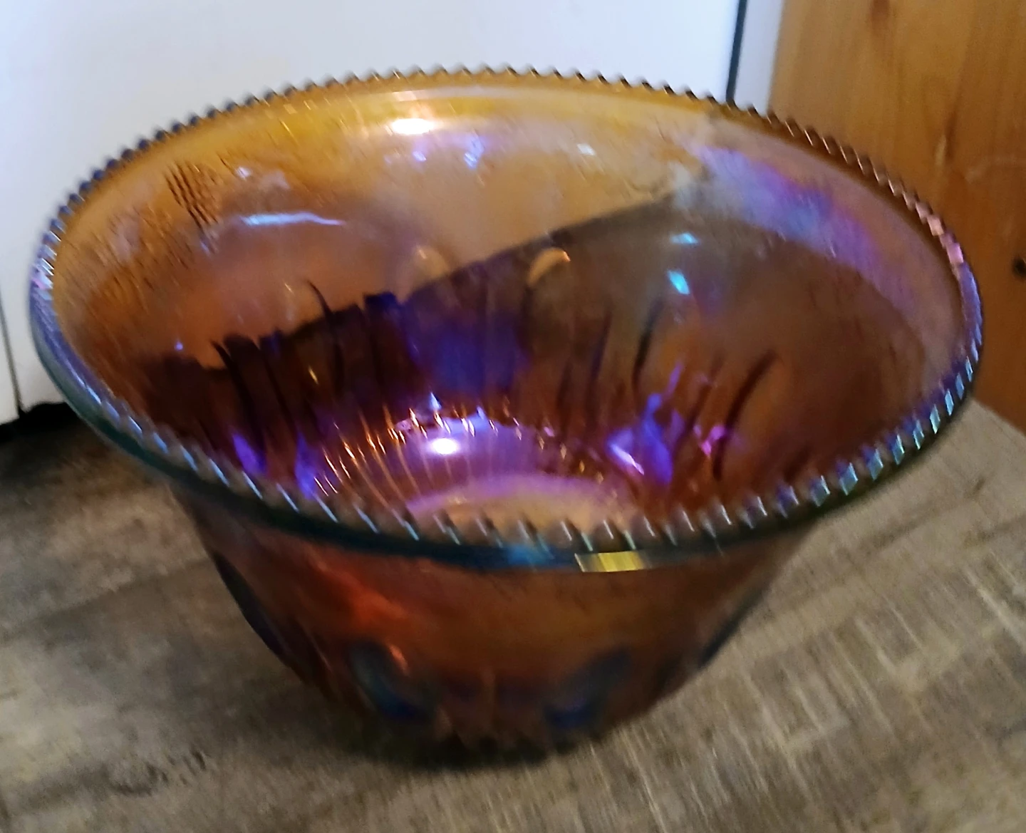 Vintage Iridescent Marigold Carnival Glass Bowl