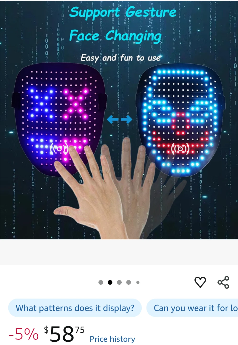 JDBMAOYE LED Gesture Sensing Mask - photo 2