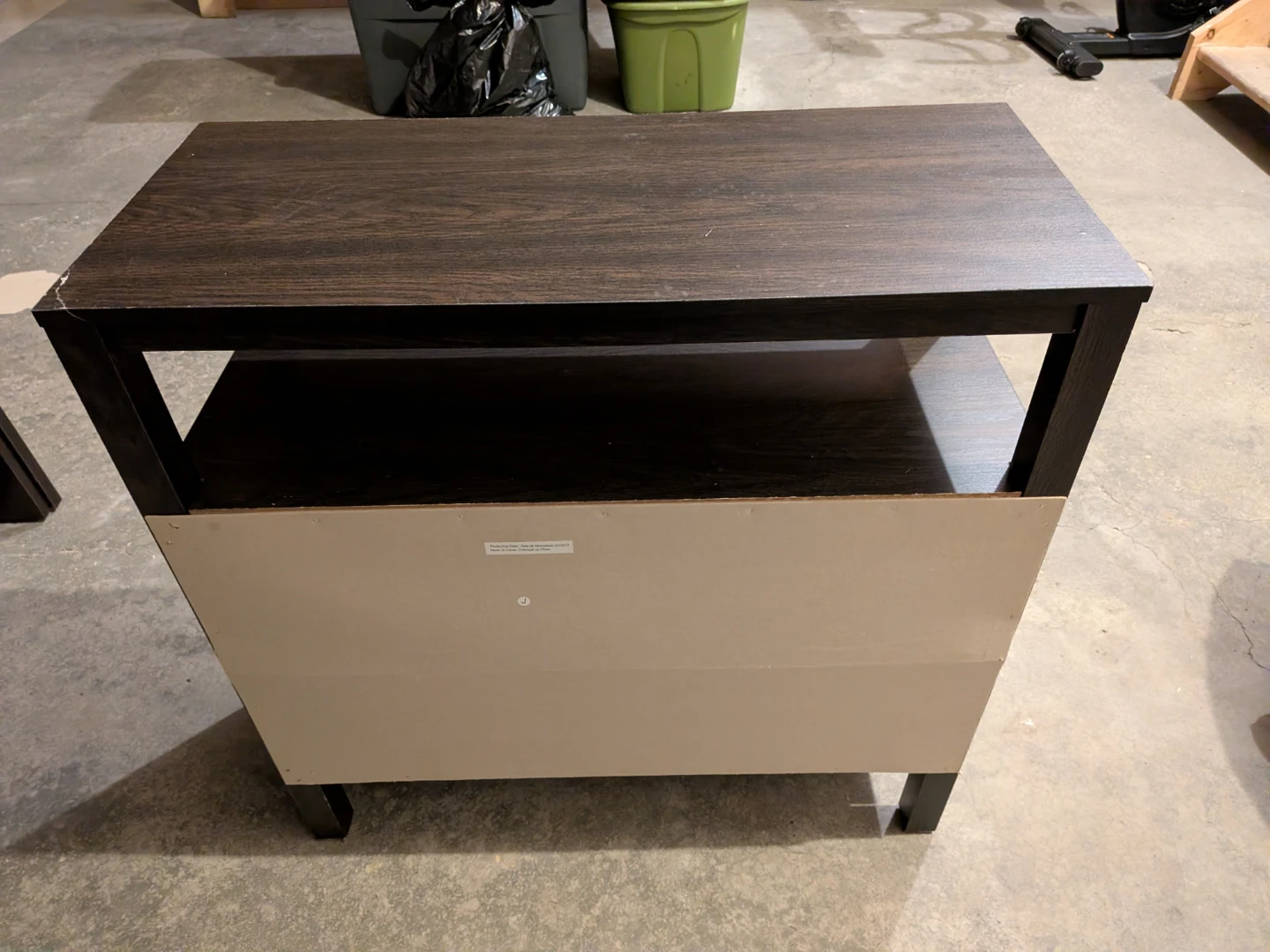 Dark Wood Media Console with Frosted Glass Doors - photo 3