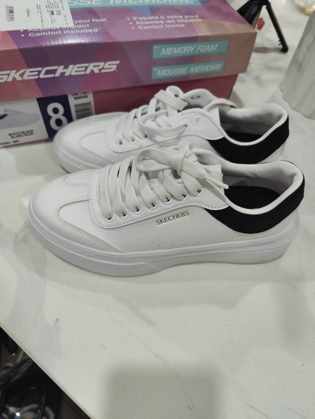 Skechers Women's Memory Foam Sneakers - White/Black - photo 2