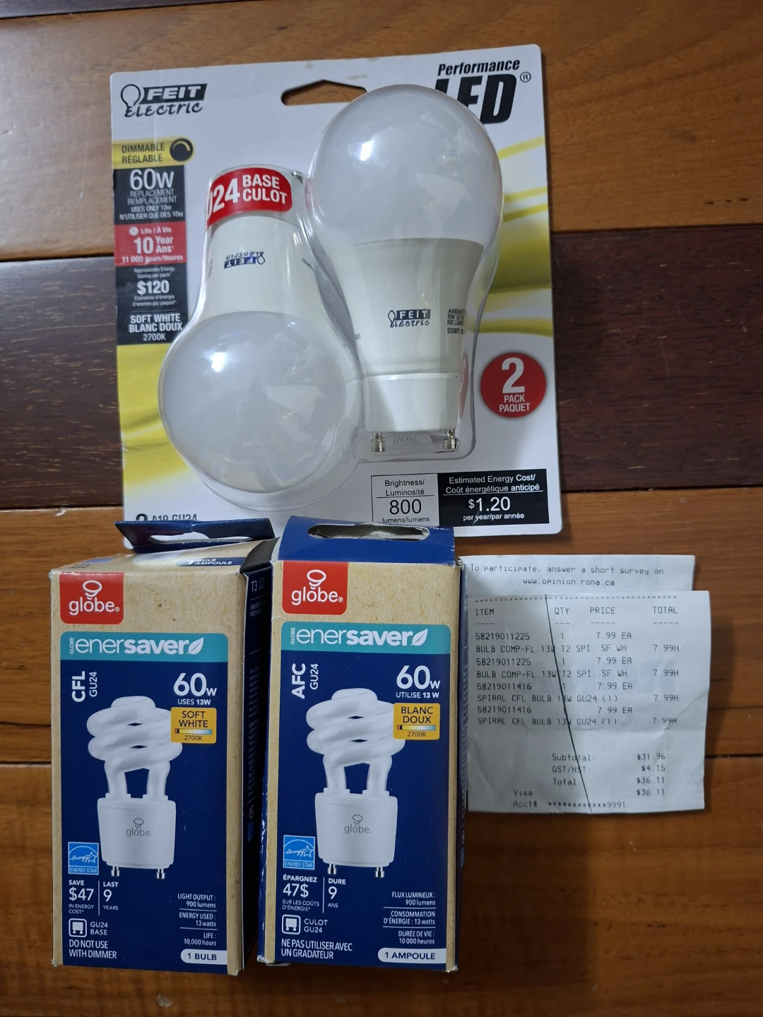Assorted Light Bulbs - Feit Electric and Globe
