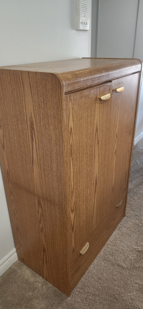 Oak storage armoire with drawers - photo 2