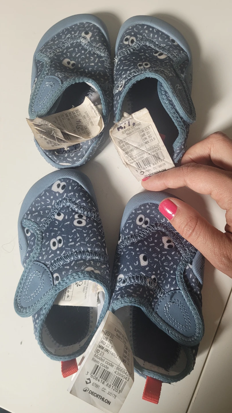 Two Decathlon baby gym bootees, 6C and 7C