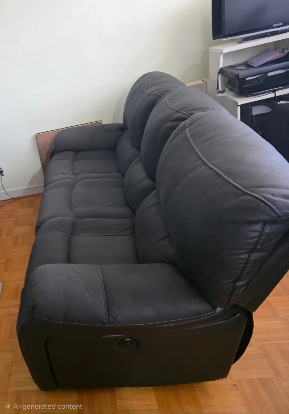 Black Leather Reclining Sofa