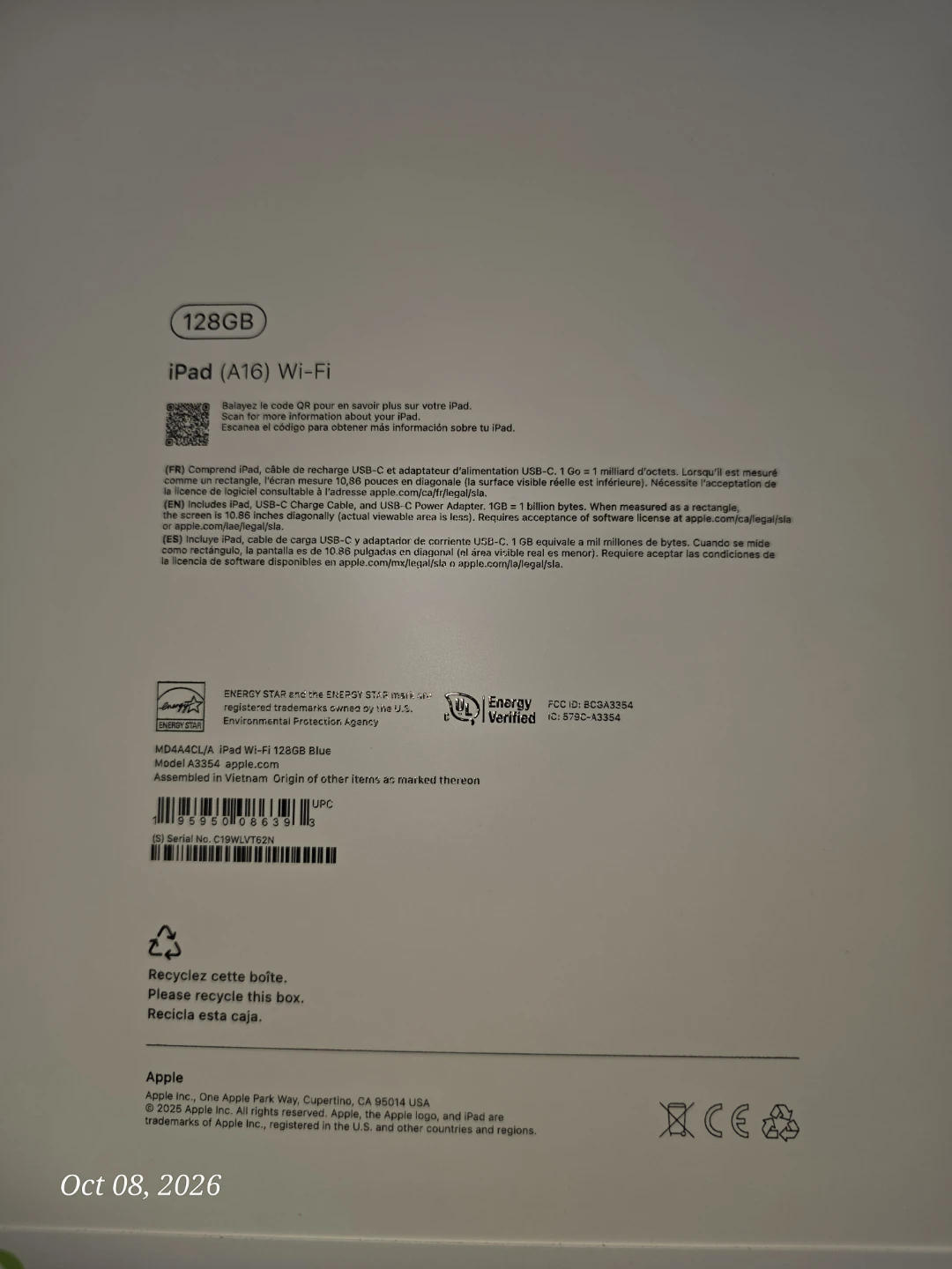 Apple iPad (A16) 128GB Wi-Fi Blue