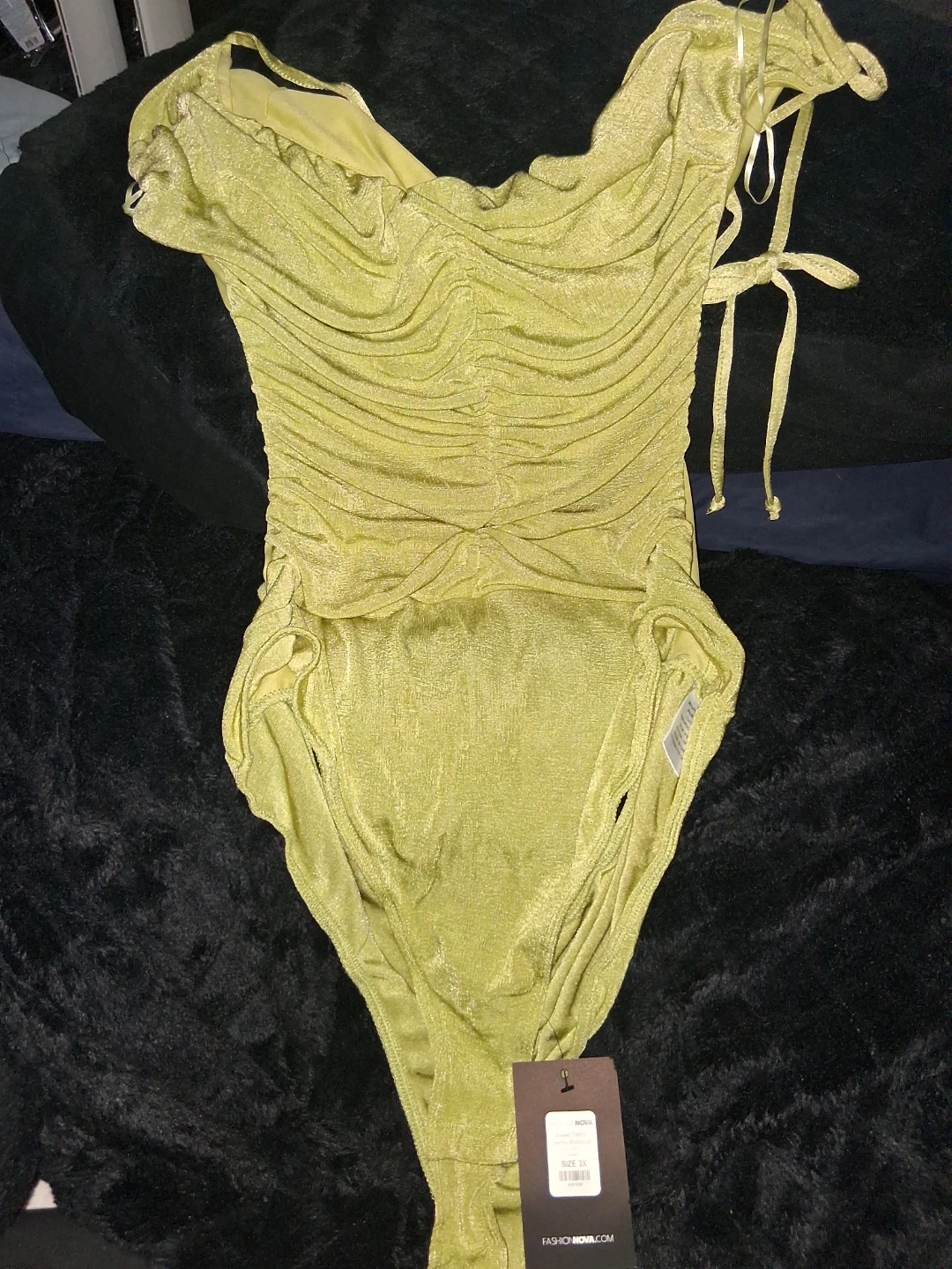 Fashion Nova Sweet Talker Slinky Bodysuit Green 3X