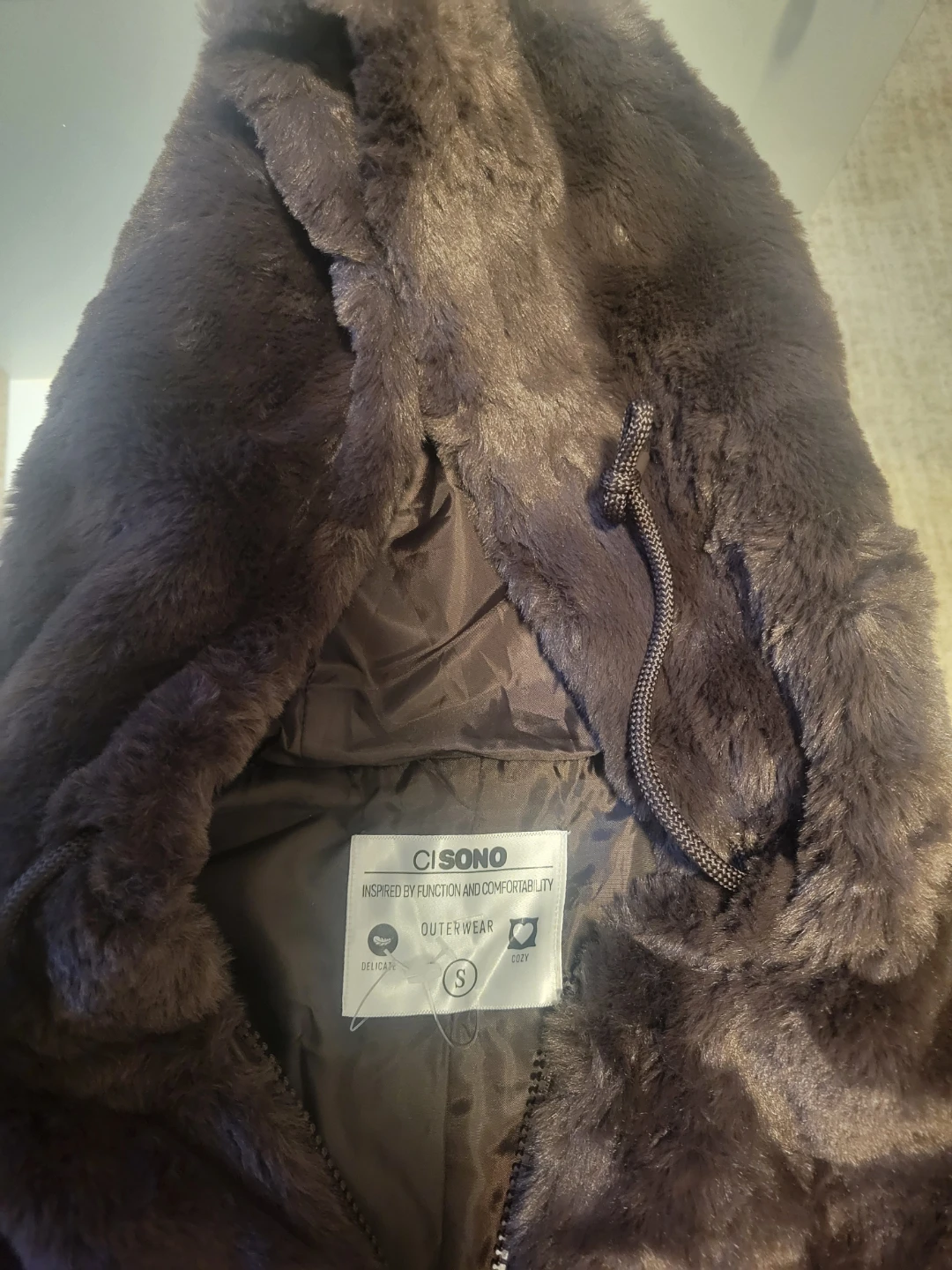 CISONO Brown Faux Fur Hooded Jacket - photo 3