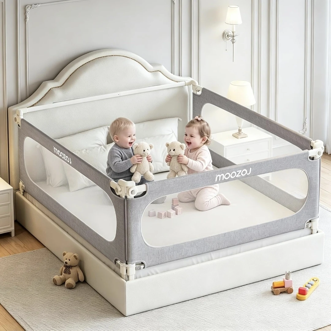 NEW - Moozoj Gray Bed Rail Guard King Size - photo 2
