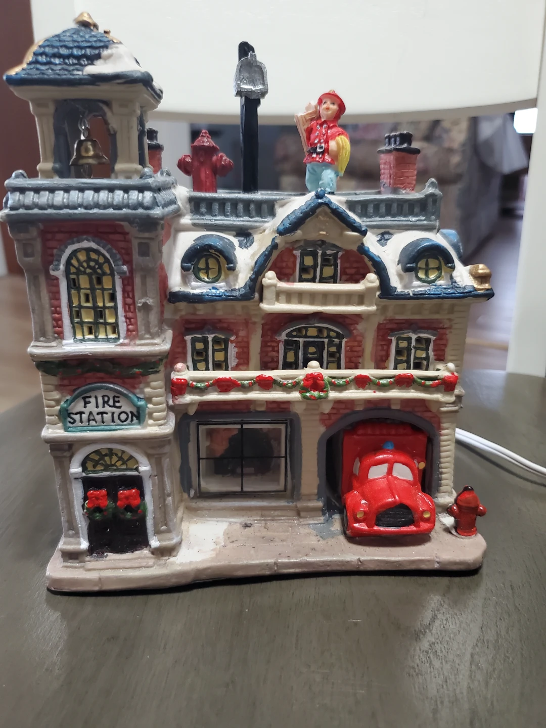 Christmas Village Fire Station Decor