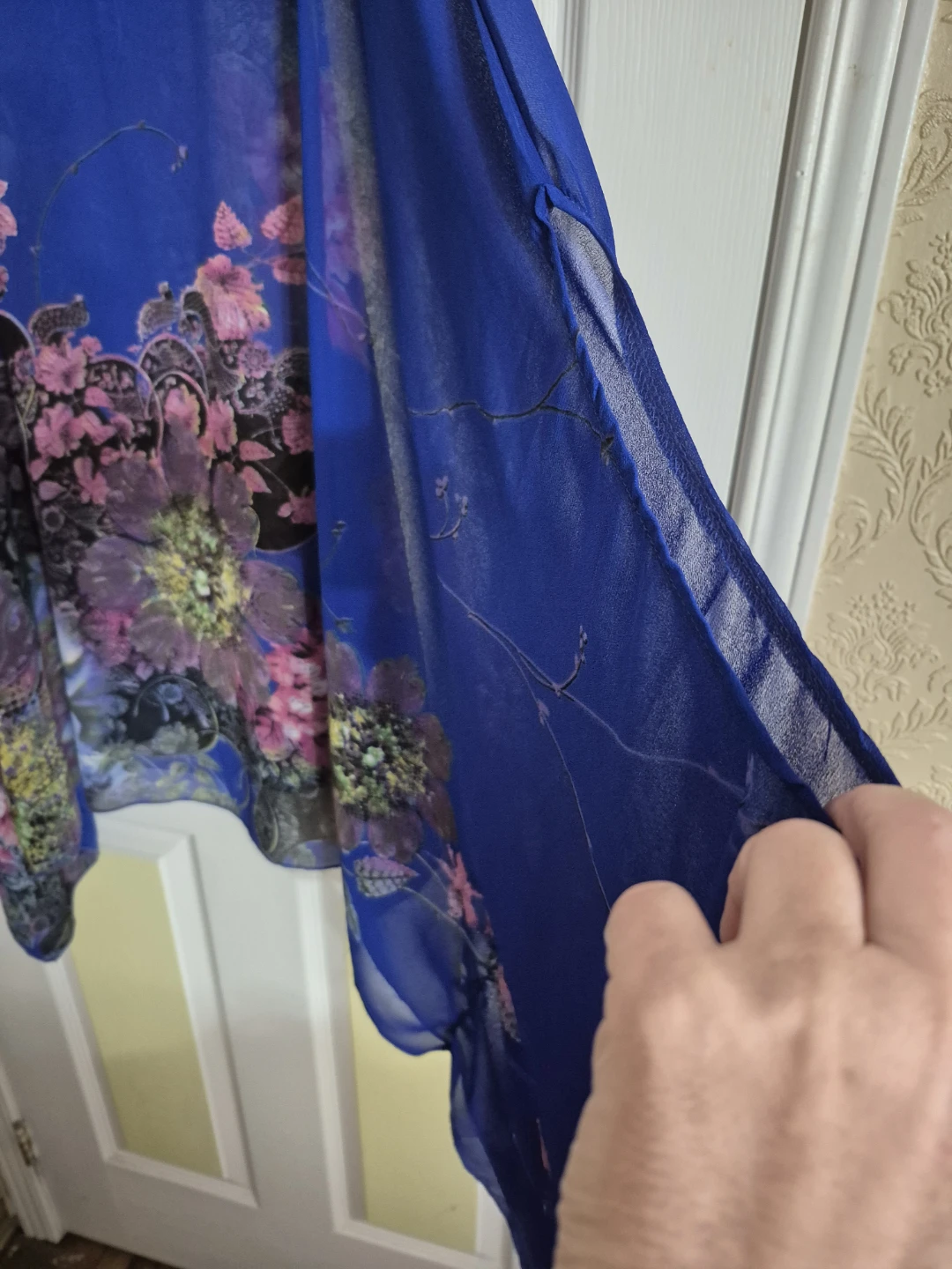 Blue Floral Chiffon Poncho Top - photo 5