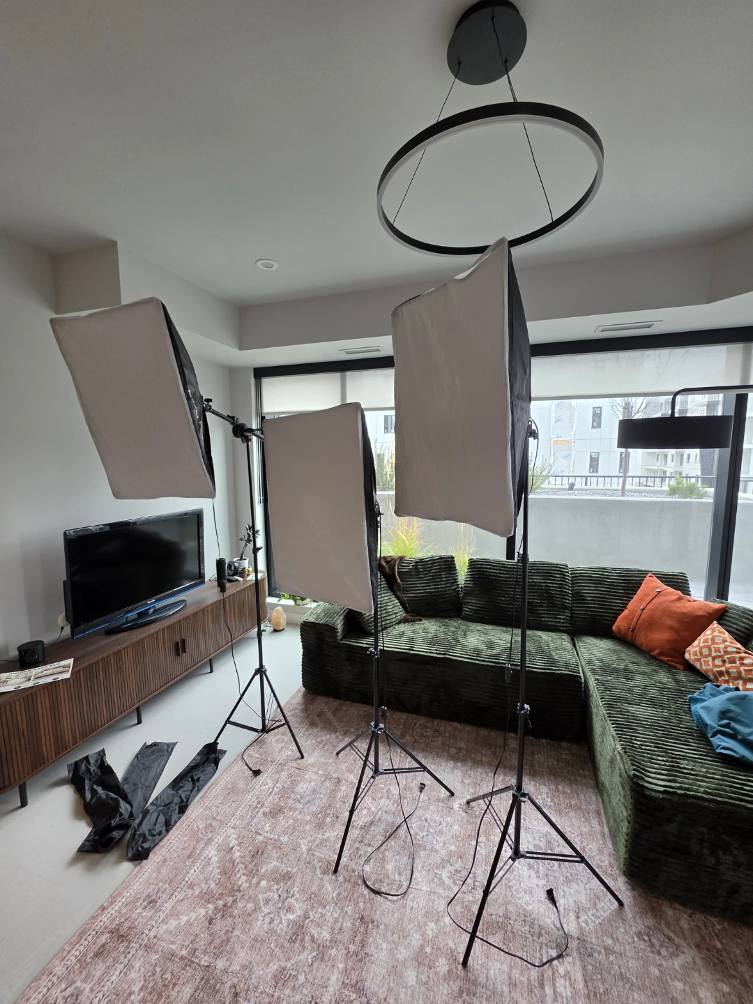 MOUNT DOG 3 Softbox Studio Lights + Stands & Boom Arm - photo 3
