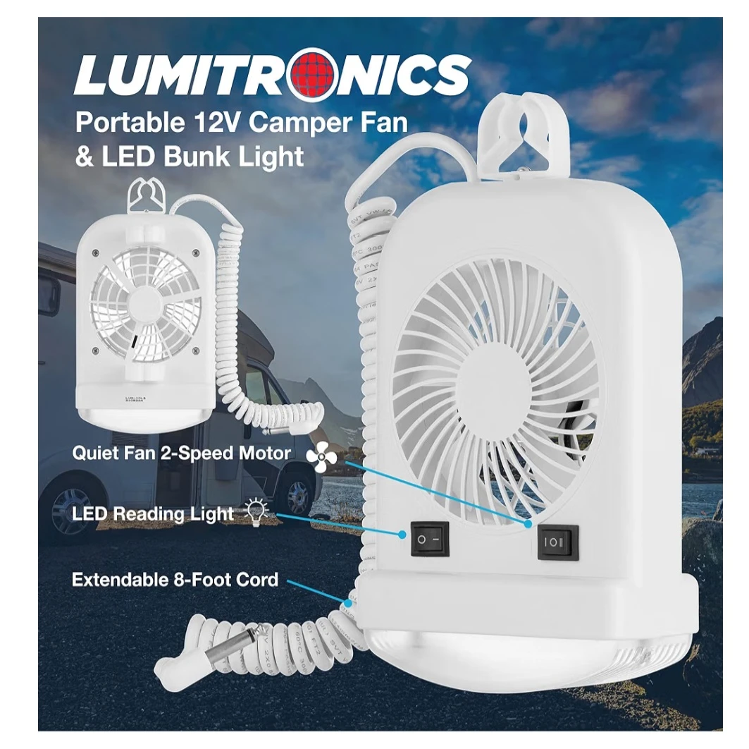 RV 12V Reading LIGHT with 2-Speed FAN