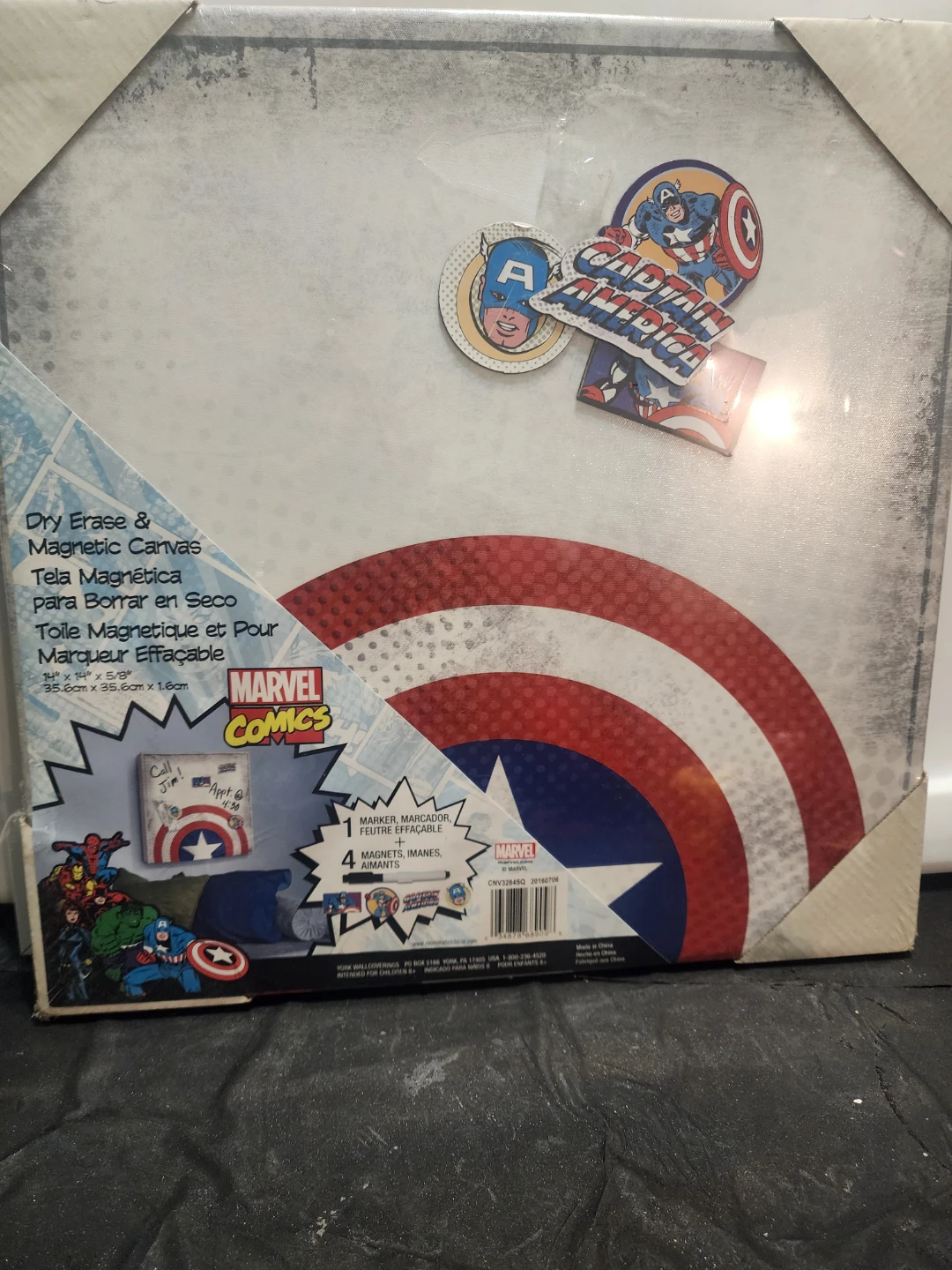Marvel Comics Captain America Dry Erase & Magnetic Canvas