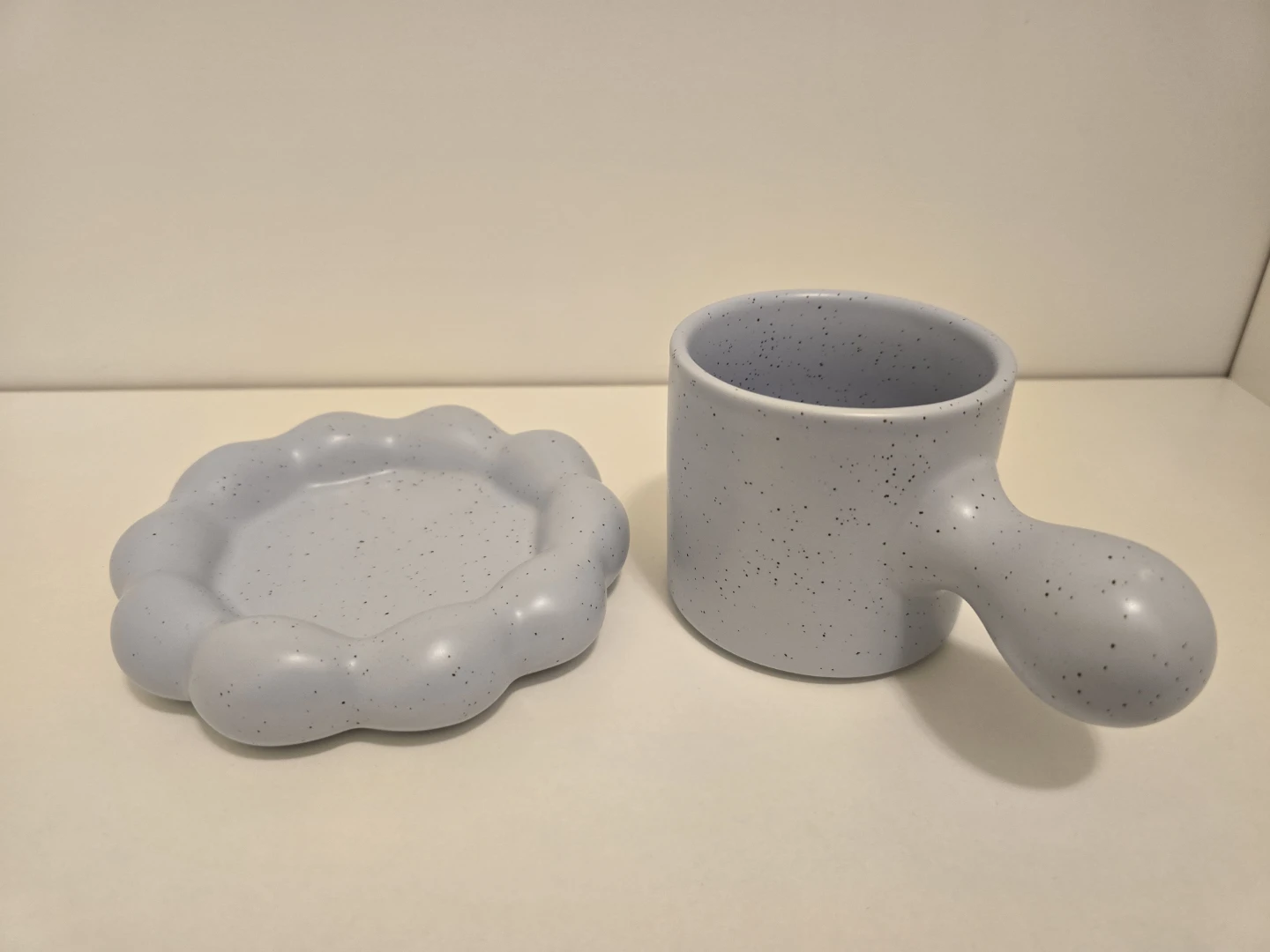 Ceramic Speckled Mug with Flower Saucer