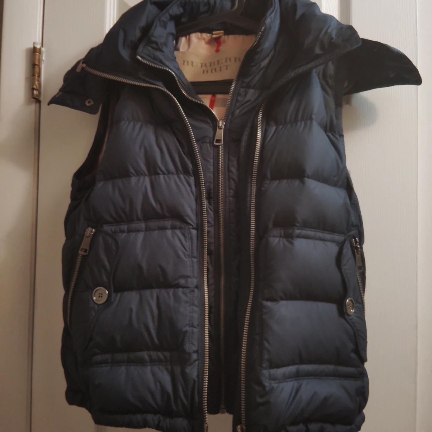 Burberry Brit Down Puffer Vest Navy Blue  (Flawed Zipper)