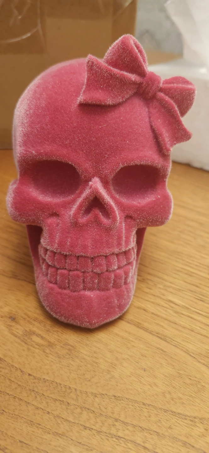 New set of Two Pink Velvet Skull Decor Items - photo 3