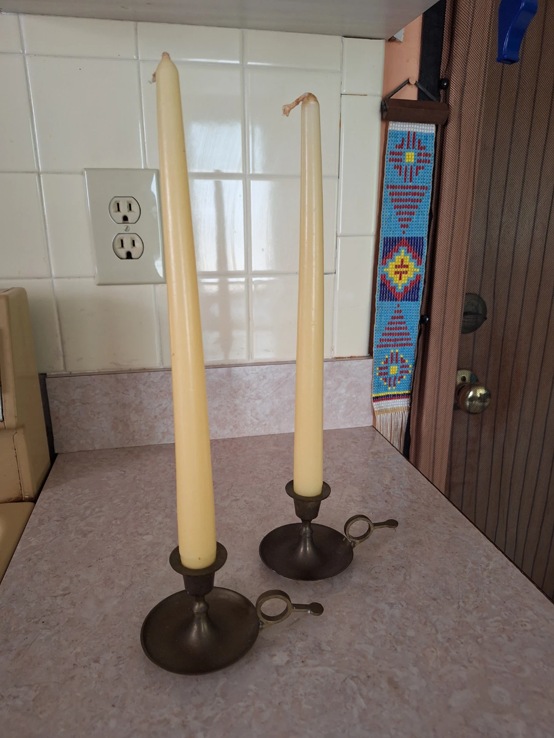 Set of 2 Brass Taper Candle Holders