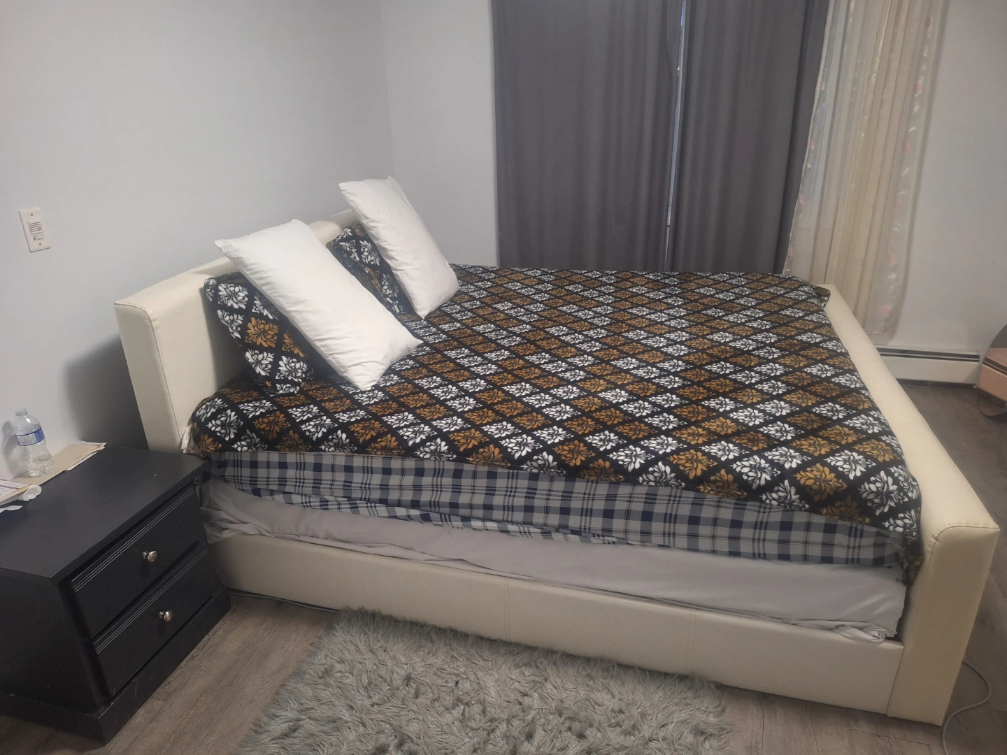 Cream Faux Leather Bed Frame