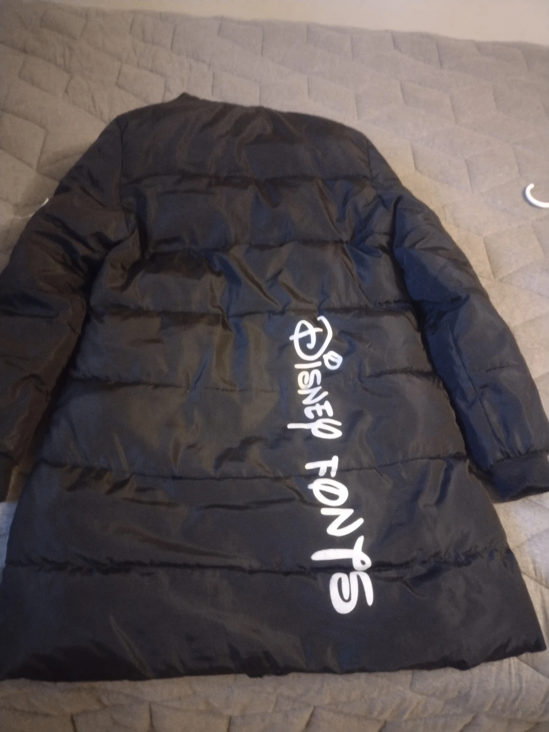 Black winter puffer coat with faux fur hood (L) - photo 4