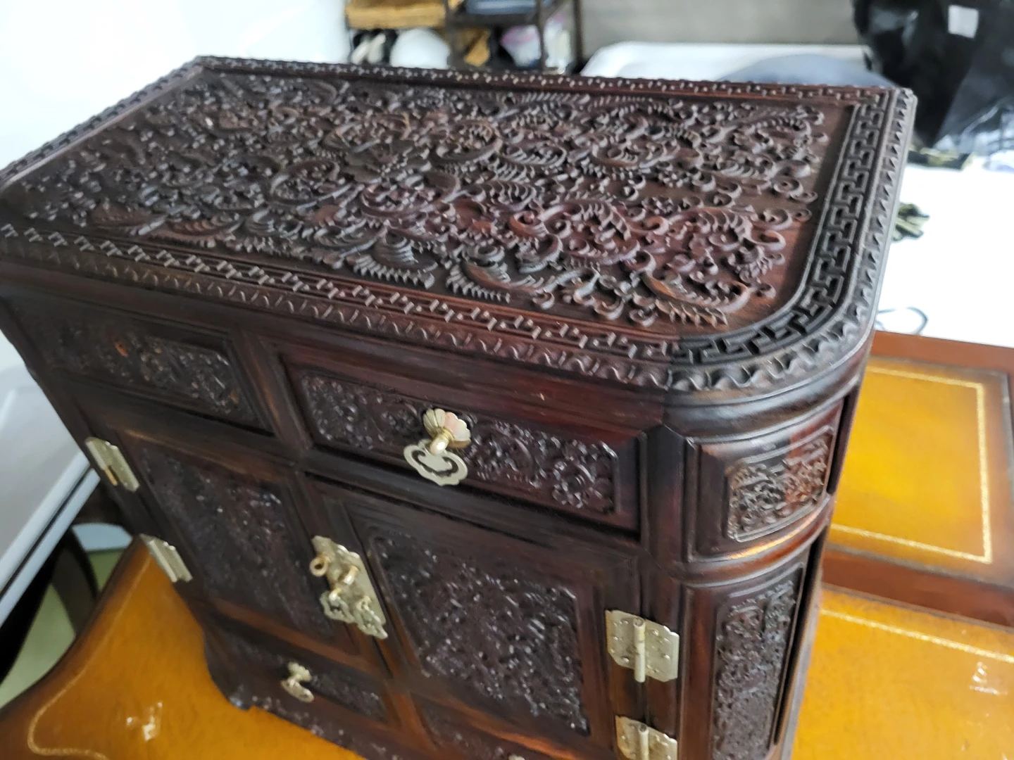 Ornate Hand-Carved Wooden Jewellery Chest - photo 2