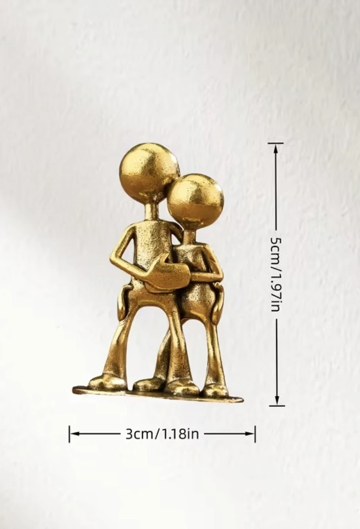 Couple Hug Brass Sculpture – Minimalist Love Figurine *new - photo 3
