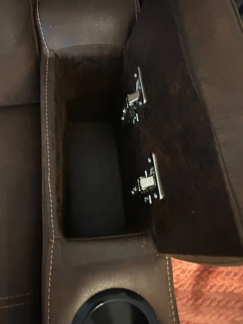 Brown Faux Leather Reclining Loveseat with Media Center Console - photo 3