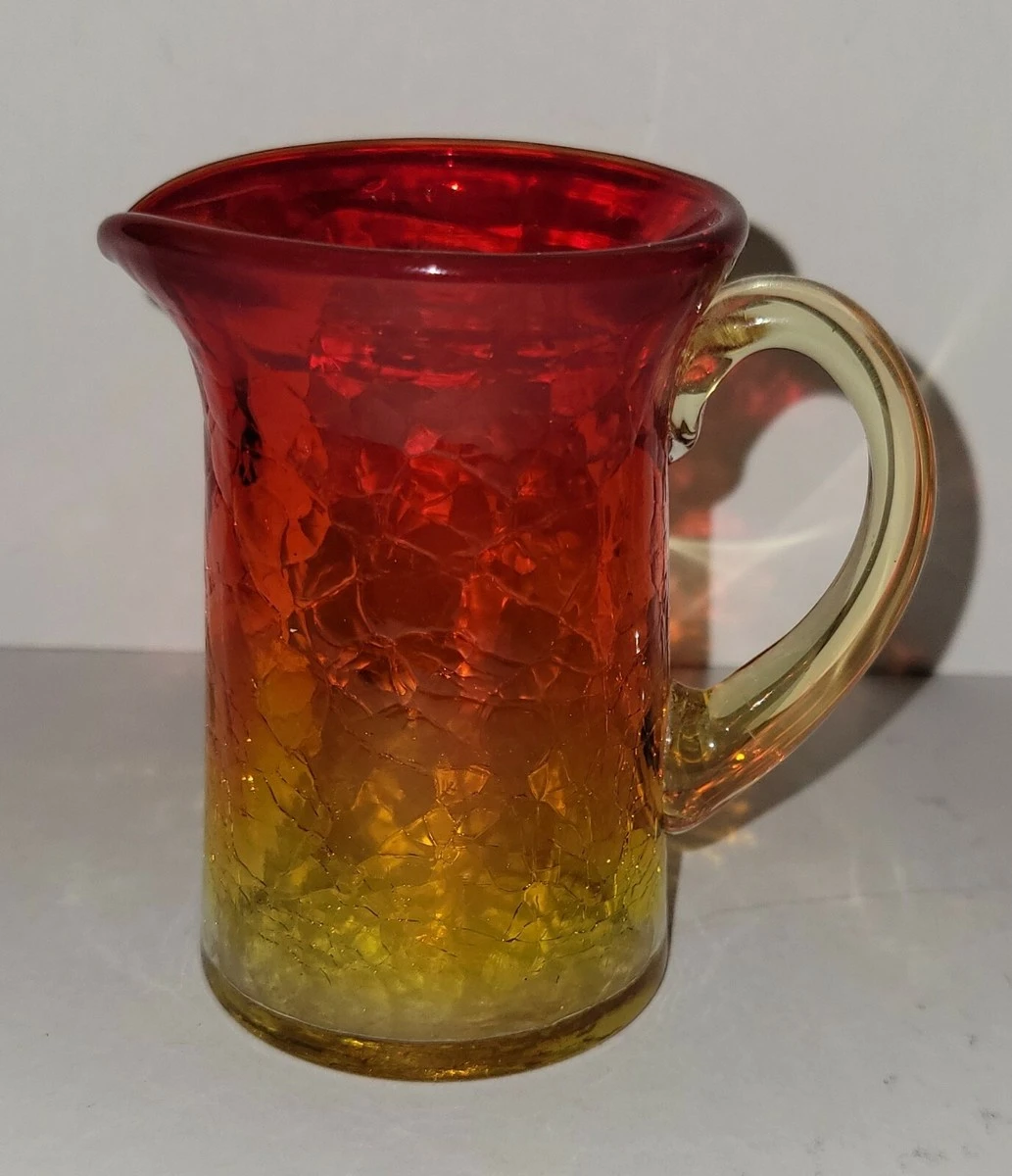 Vintage Kanawha Amberina Crackle Glass Mini Pitcher